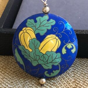 Blue cloisonné circle pendant